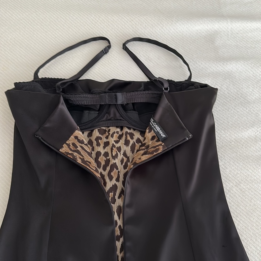 Dolce & Gabbana Black Satin Spaghetti-Strap Midi Dress - Picture 6 of 14